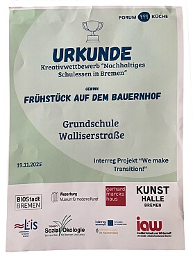 Die Urkunde vom Wettbewerb