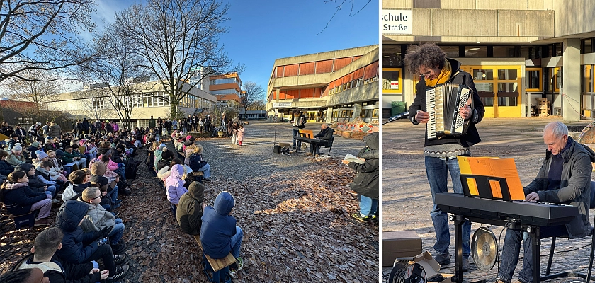 Schüler und Lehrkräfte singen gemeinsam