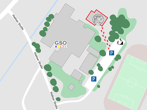 Lageplan der Grundschule Walliser Straße.