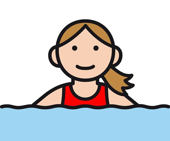Ein Mädchen schwimmt im Schwimmbad